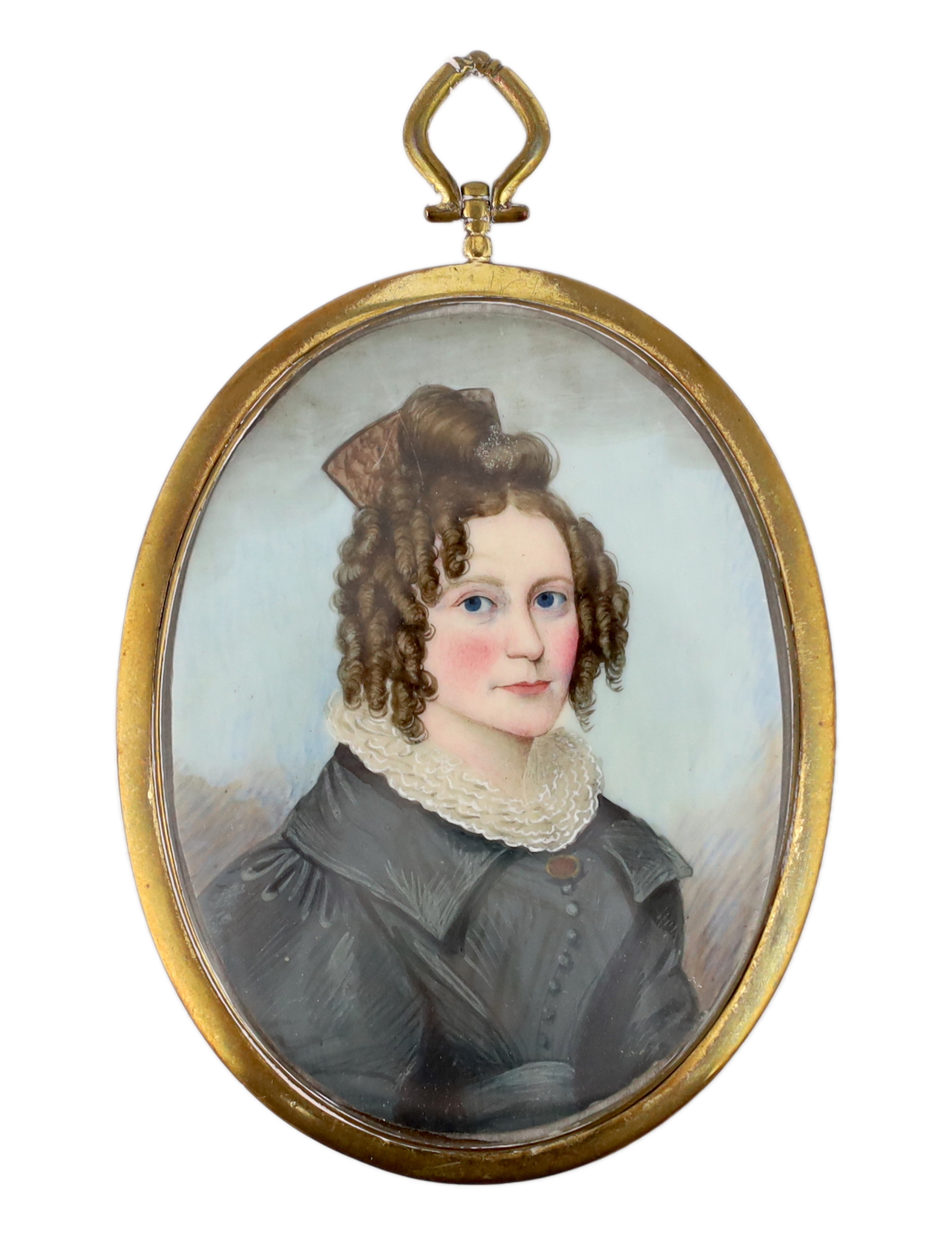 English School circa 1820, Portrait miniatures of a husband and wife, watercolour on ivory (2), 6 x 5cm. & 6.8 x 5cm. CITES Submission reference 34M3AYPS